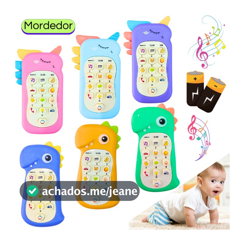 Celular Infantil Musical telefone Interativo com mordedor Educativo Sensorial brinquedo bebê
