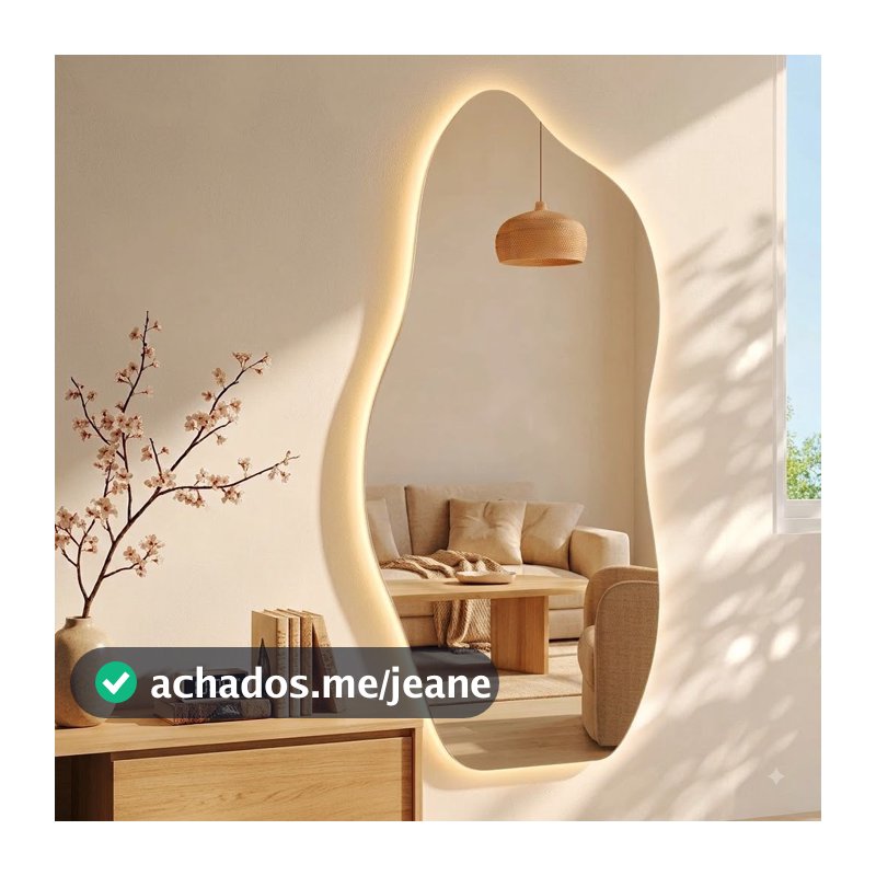 Espelho Orgânico 120X50CM e 95x40CM Lapidado Moderno  C/ LED FONTE (FORM LED FONTE)