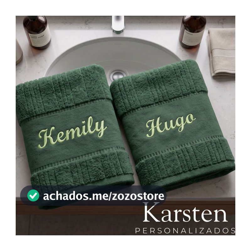Kit Duas Toalha de Banho Karsten Stella + Nome Bordado de sua preferencia - Kit 2 Peças