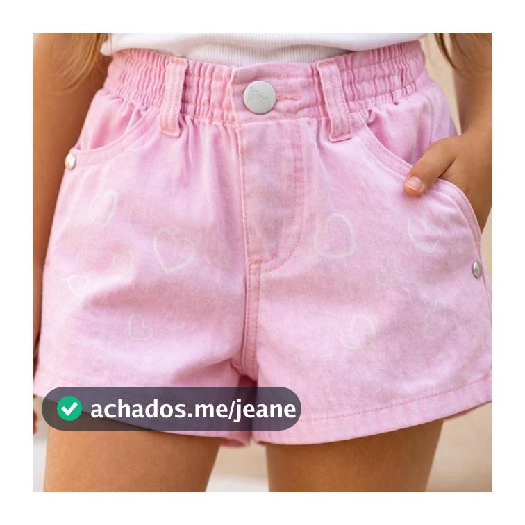 Short Infantil Feminino 2 ao 16 Anos Cós Elástico Estampado Corações Confortável Menina