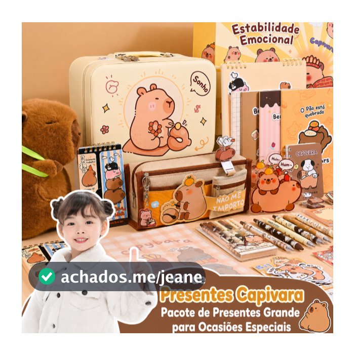 Kit de Papelaria Capivara Completo Estojo Escolar com Canetas Caderno Presente Infantil