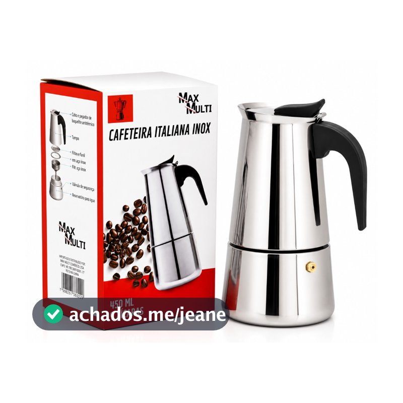 Cafeteira Expresso Italiana Luxo Moka Inox 9 Xicaras Compatível com Fogão de Indução Aprox 450ml