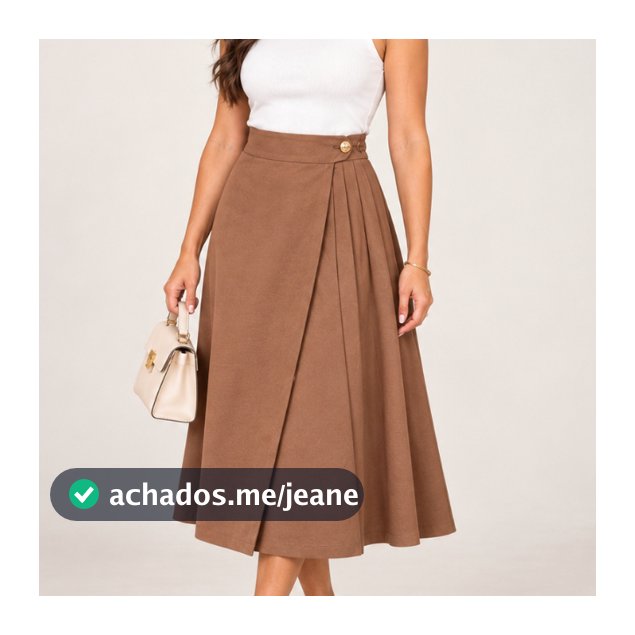 Saia Midi Feminina Marrant Transpassada Cintura Alta Moda Evangélica Elegante