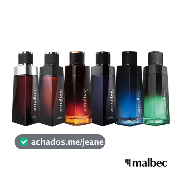 Malbec Colônia Boticário 100ml: Tradicional, X, Ultra Bleu, Icon, Noir, Magnetic, Sport, Flame, Gold, Black, Vert e mais