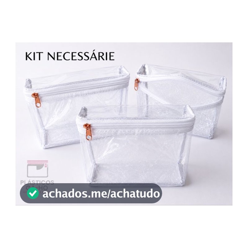 Kit c/ 25 Necessaire Viés transparente e Zíper branco - Organizador Multiuso Lembrancinha Festa Brinde Maquiagem Bolsa