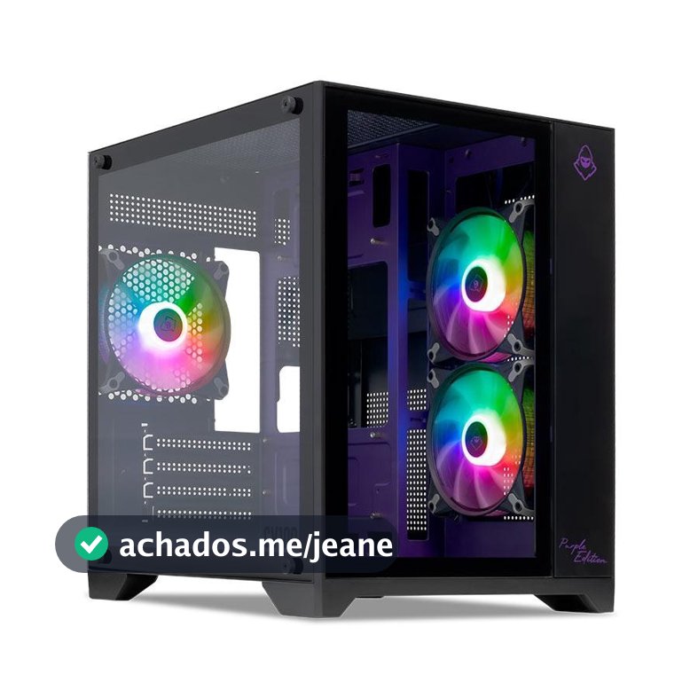Gabinete Gamer Aquário Mancer CV100 Purple Edition,Mid-Tower,Lat/Vidro C/3 Fans,Preto,MCR-CV100-PEB