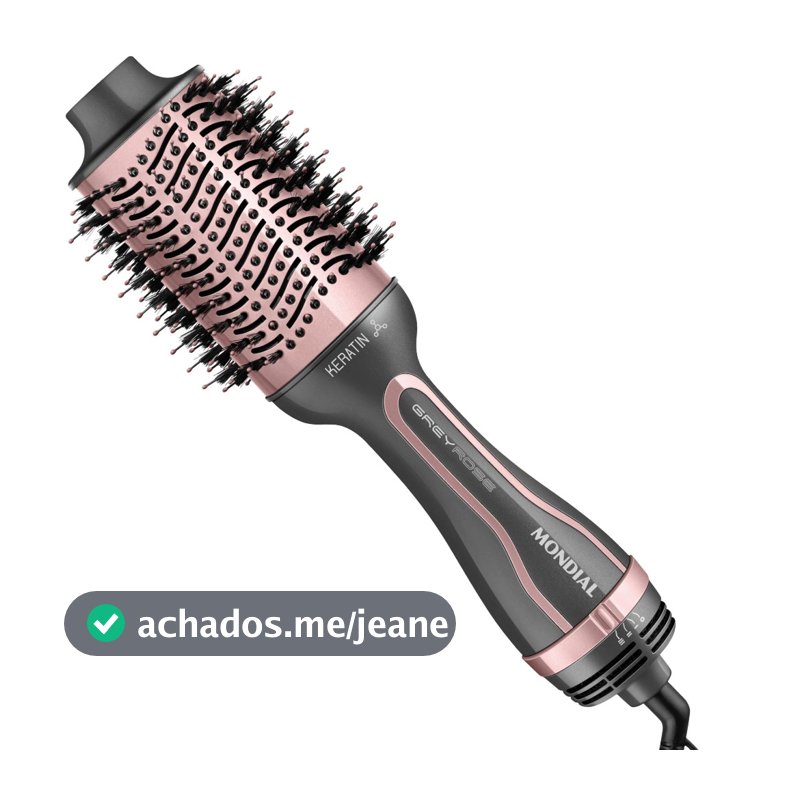 Escova Secadora Modeladora e Alisadora 3 em 1 Mondial ES-11-BI 1300w Rose Grey Keratin Bivolt