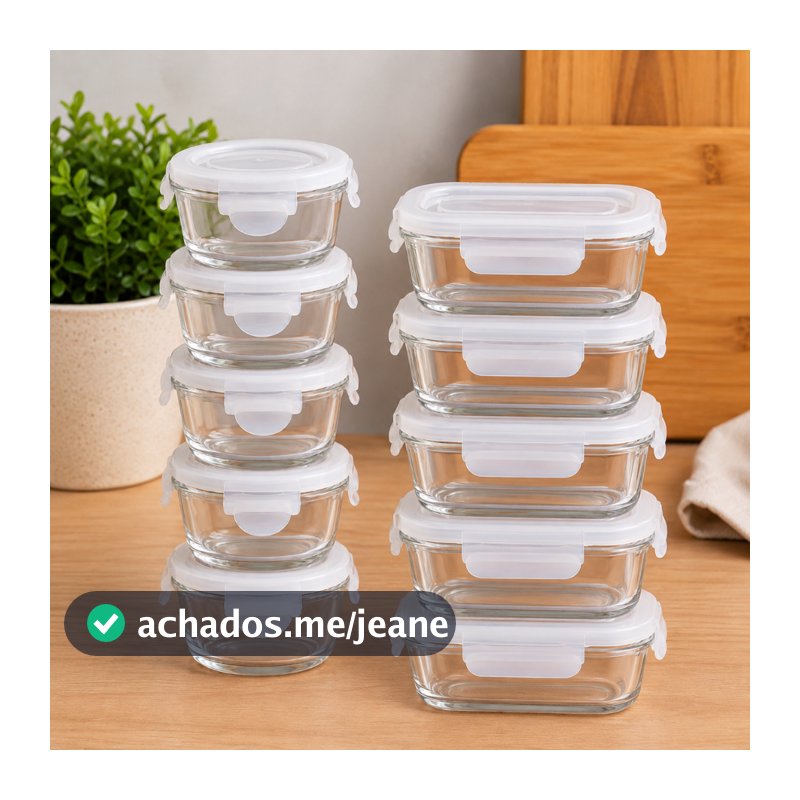Kit 5 Pote Hermético Com Tampa de Vedação Para Mantimentos Ideal Para Organização na Cozinha Vidro
