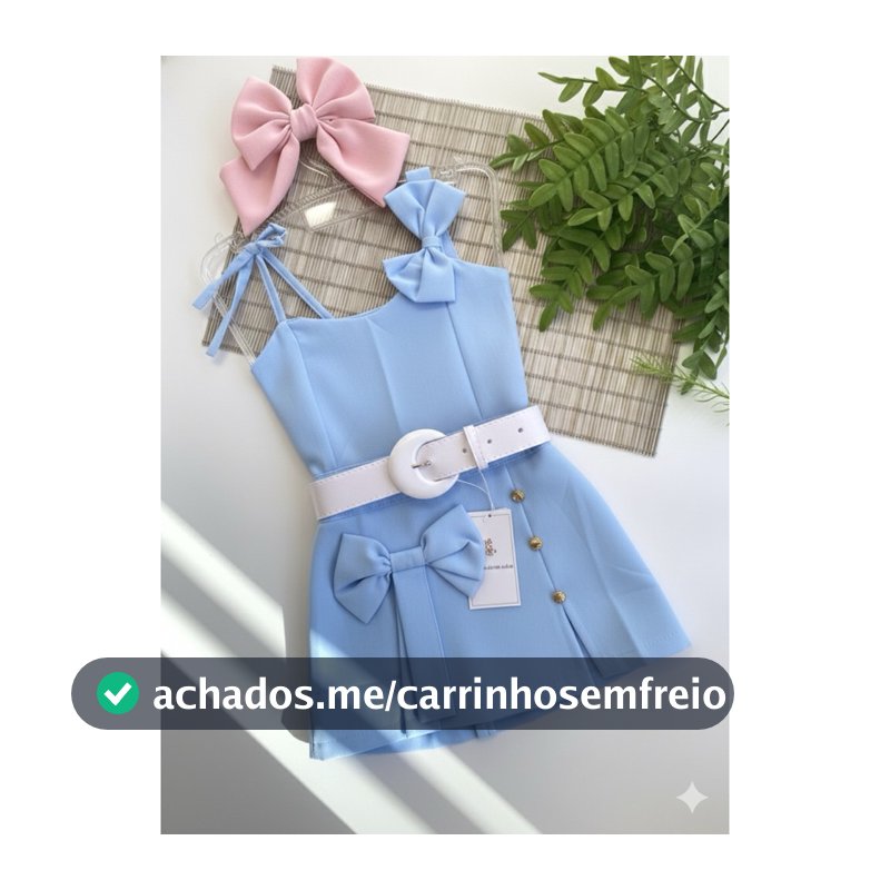 Conjunto Infantil Menina Cropped + Short Saia com Laço Verão Tamanhos 4 ao 10