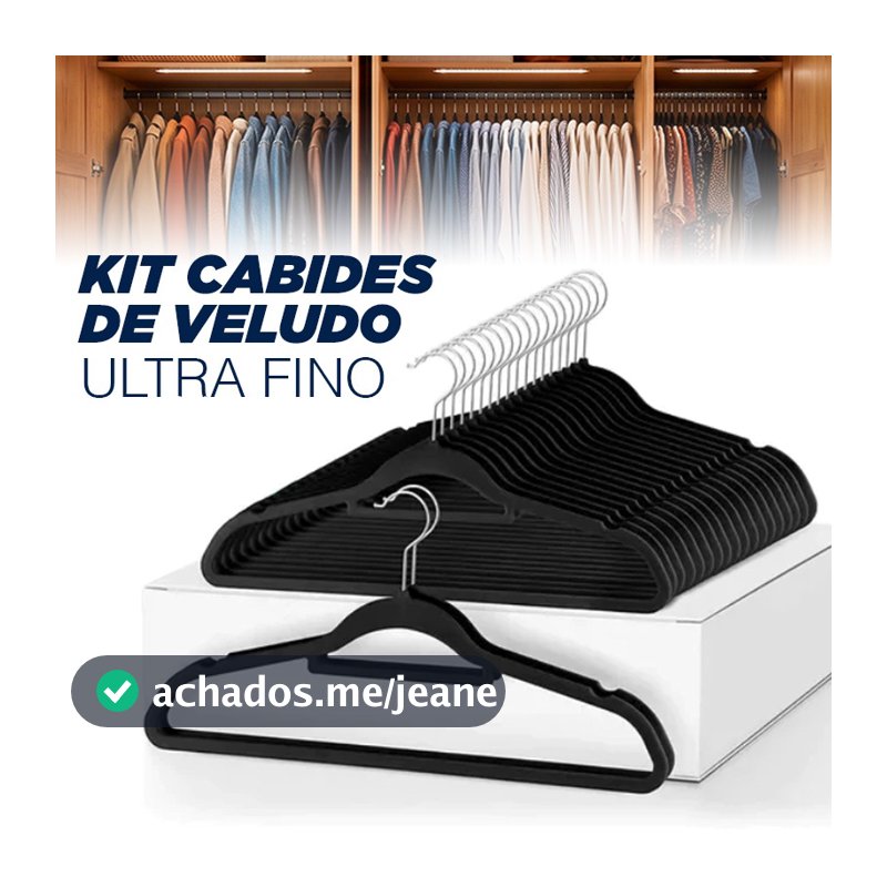 Kit Cabides 12/24/36 de Veludo Adulto Slim Ultra Fino Antideslizante Giratório 360° Lanmax