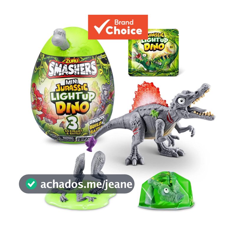 ZURU Smashers Ovo Surpresa Dino com Luzes, Kit Faça Você Mesmo com Slime, Dinossauro Brilhante para Meninos, Presente de