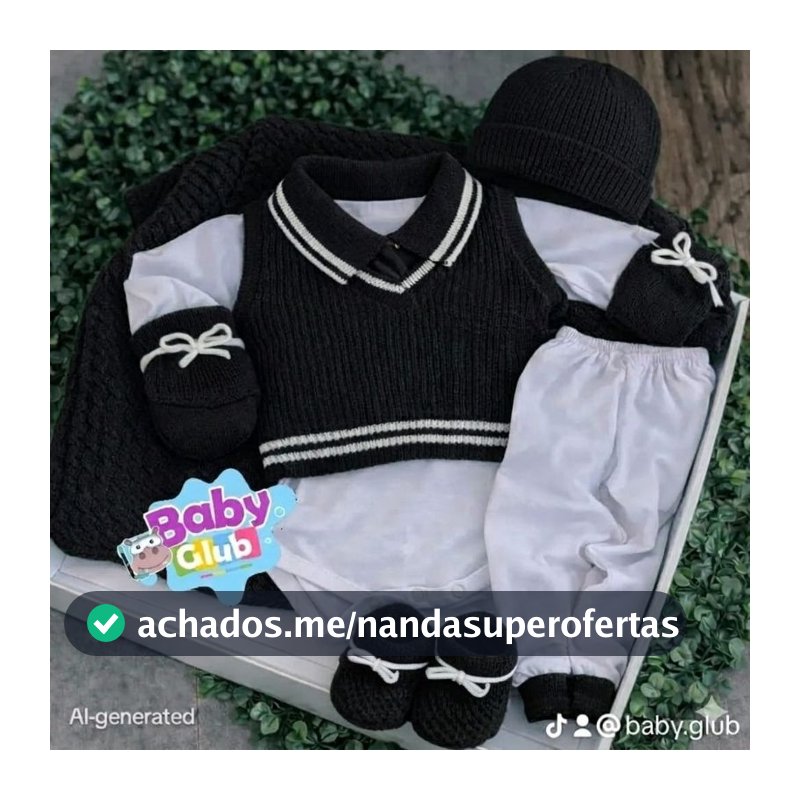 Saída Maternidade Bebê Menino | Tricô Luxo | 7 Peças Kit Completo RN Enxoval