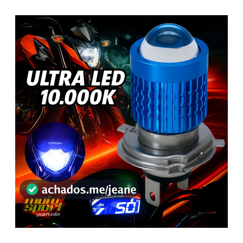 Lâmpada Farol Moto H4 10.000K Bombillo Ultra Led Stallion Super Branca Stallion STG 301