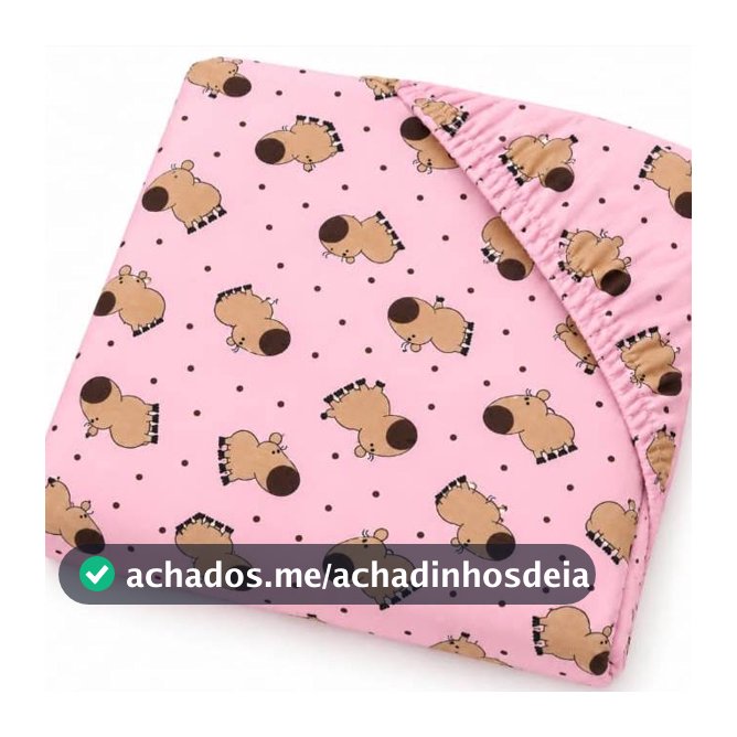 Jogo de Lençol para Berço Americano Infantil Menina Rosa Estampado com Capivara 2 Peças