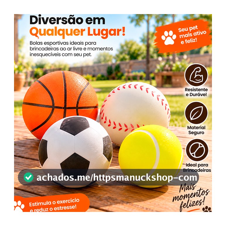 Kit Bolinhas Mistas para cachorro de borracha maciça Esportes 60mm PCT com 4