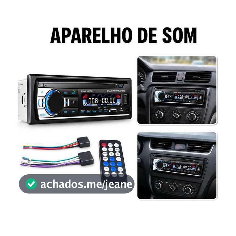 Aparelho De Som Automotivo Rádio 25W De Carro Bluetooth Pendrive SD Rádio Aux In Mp3 Player Multicolor Visor Led JSD-520