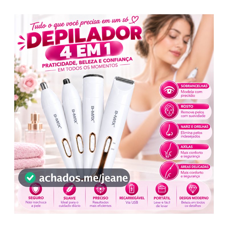Depilador elétrico feminino 4 em 1, barbeador para remoção de pelos, corpo, pelos do nariz, pelos das axilas, barba reca