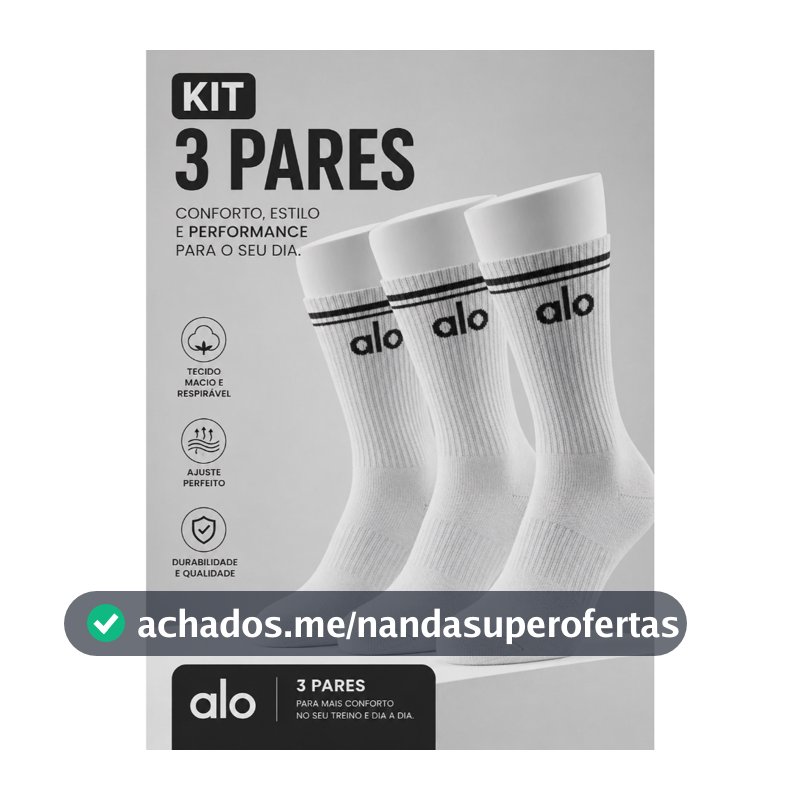 Meia Academia Kit 3 Pares Cano Longo Premium Algodão Para Treino e Dia a Dia