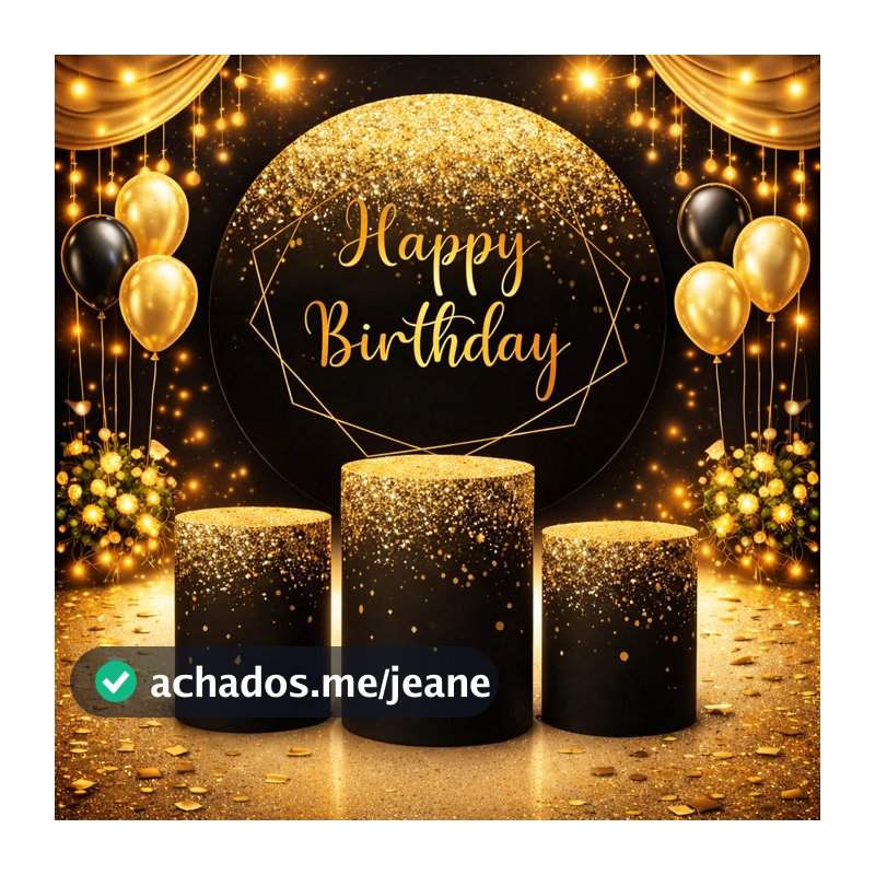 Trio Capas Cilindros + Painel Tema Happy Birthday Veste Fácil