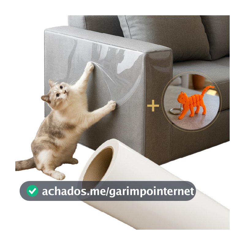 Protetor De Sofá Móveis Adesivo Gatos Pets Anti-arranhão Arranhador Transparente 30X300cm + BRINDE
