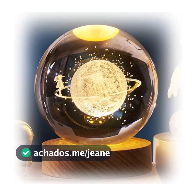 Luminária de mesa globo Decorativo com LED bola de cristal 3d enfeite universo USB