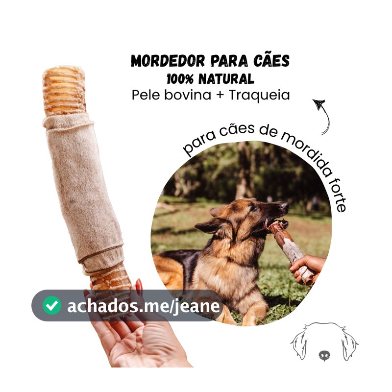 Traquele Pele Bovina e Traqueia Mordedor Natural para Cães 1 unid - Luv