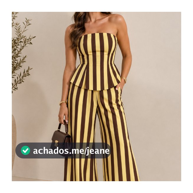 Conjunto Feminino Listrado Rosa Pink | Blusa Peplum + Calça Pantalona | Look Elegante e Estiloso