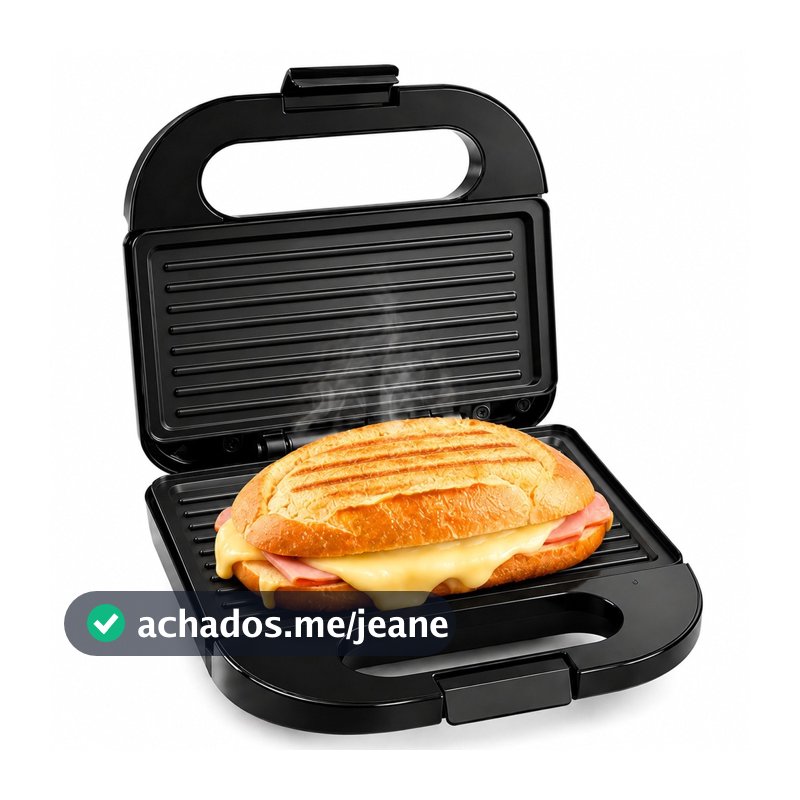 Sanduicheira E Grill Elétrica 750W Prensa Dupla 2 Em 1 Antiaderente Compacta Portátil