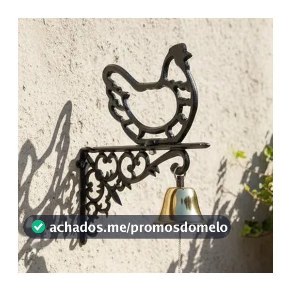 Sino de Parede Galinha Estilo Farmhouse Metal Fundido Clássico Decorativo Jardim e Porta