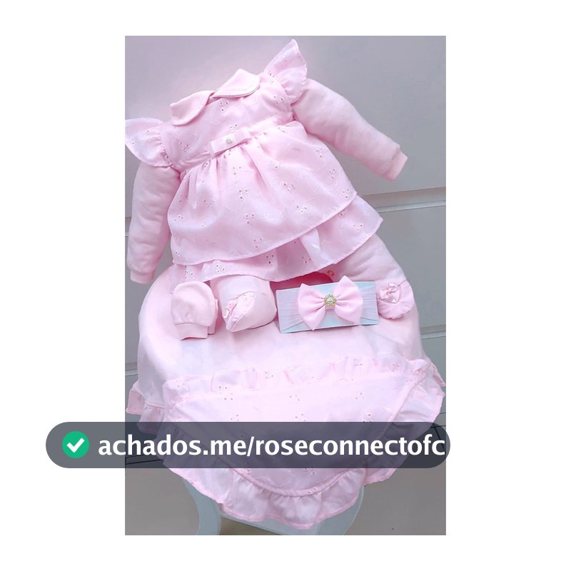 Kit Saída De Maternidade Menina Vestido 5 Peças Laise Rosa