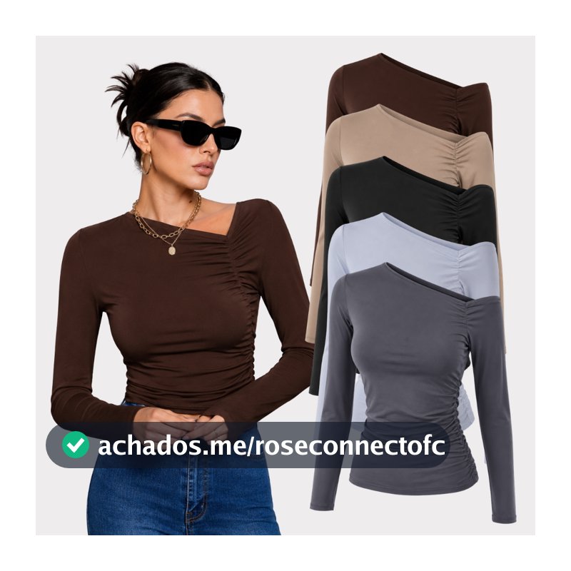 Blusa Manga Longa Recorte Ombro dia a dia básica suplex manguinha