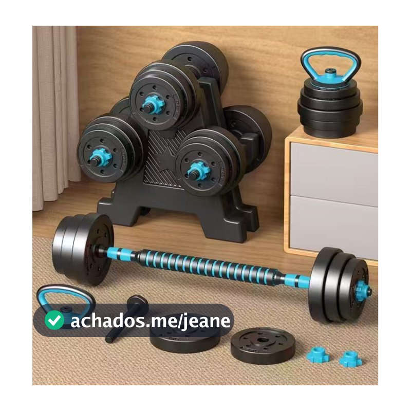 Alteres musculação  Halteres 6 Em 1 Musculação Até 20kg Ajustável Kettlebell Barra Anilha