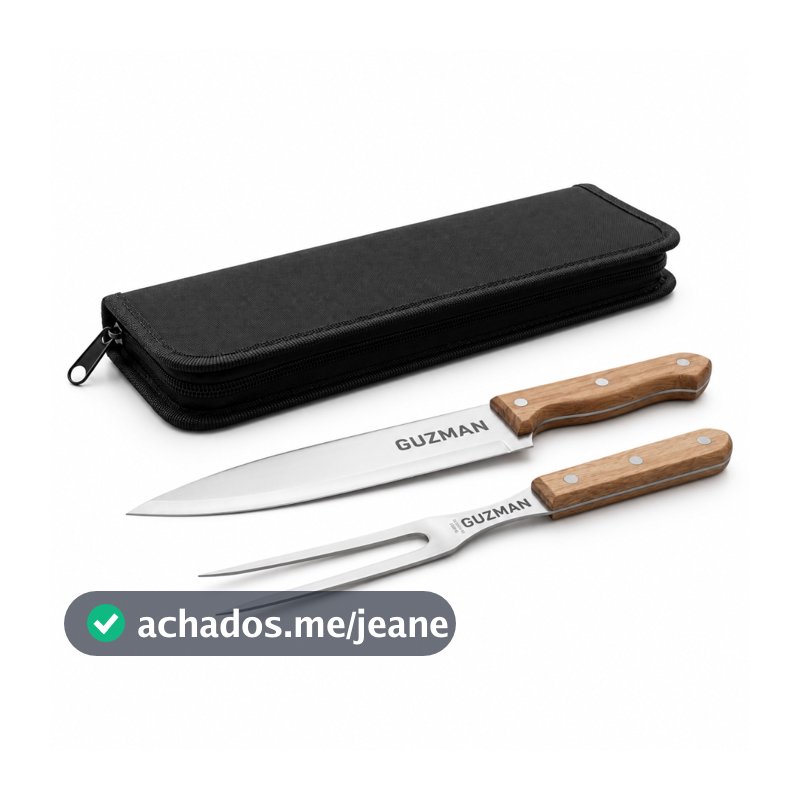 Kit Churrasco Cozinha Personalizado 2 Peças Faca e Garfo com Estojo preto Gravação a Laser Profissional Dia do Professor