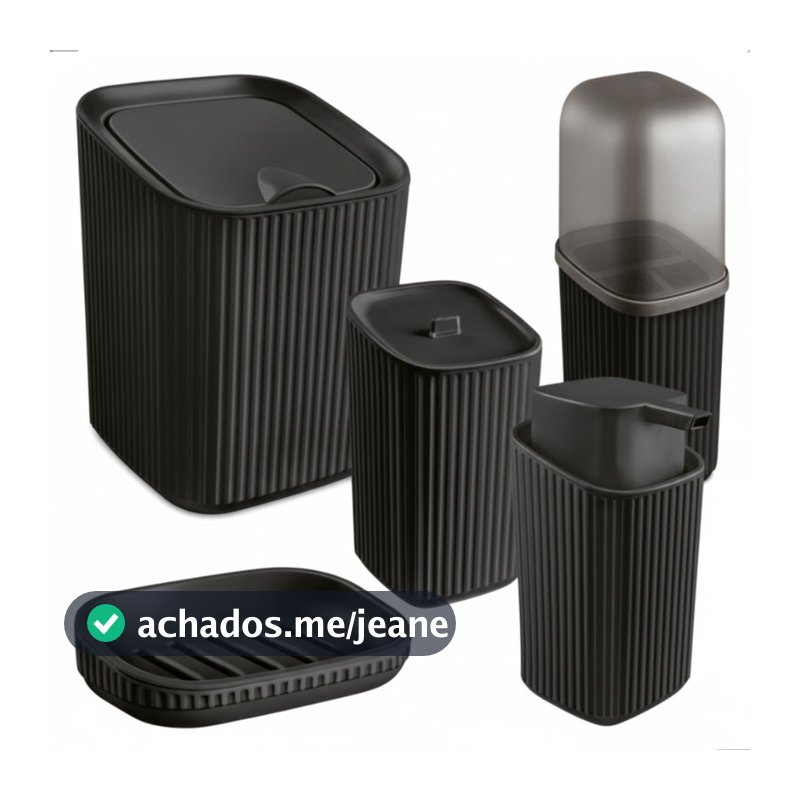 Kit Lavabo Banheiro 5 Acessório Dispense Sabonete, Lixeira, Porta Escova, Saboneteira ,Porta algodão