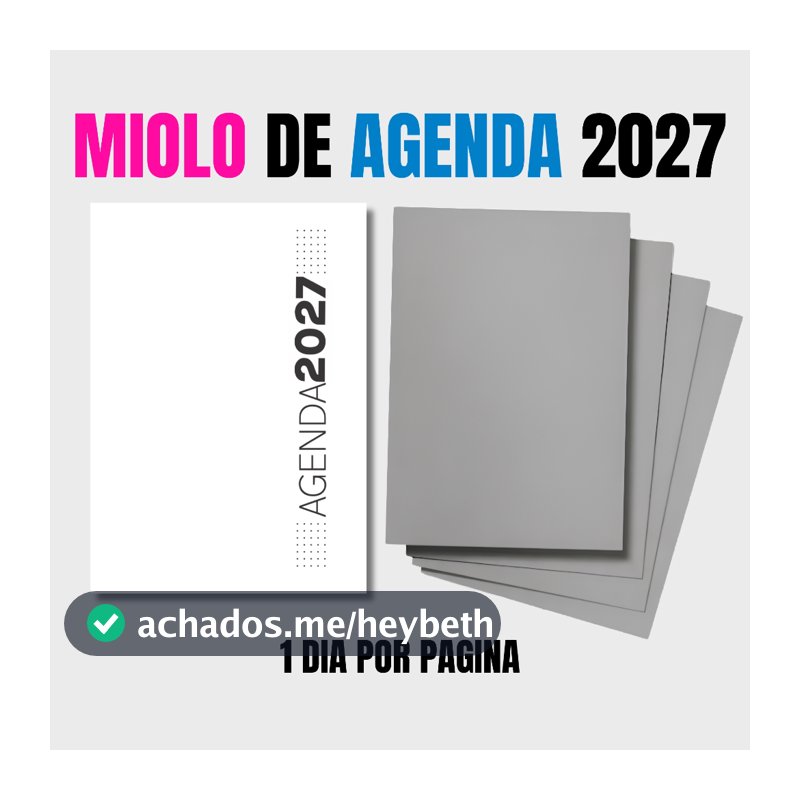Miolo De Agenda 2027 - 1 Dia por página/ 354 Páginas + Capa dura / Impresso no A5