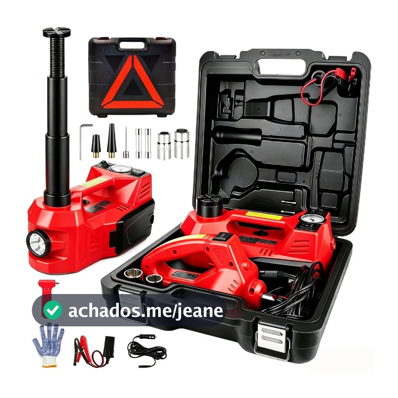 Kit De Macaco Elétrico Para Carro 5t 12v  Caixa de Ferramentas Portátil com Com Chave De Impacto e Luz LED de Emergência