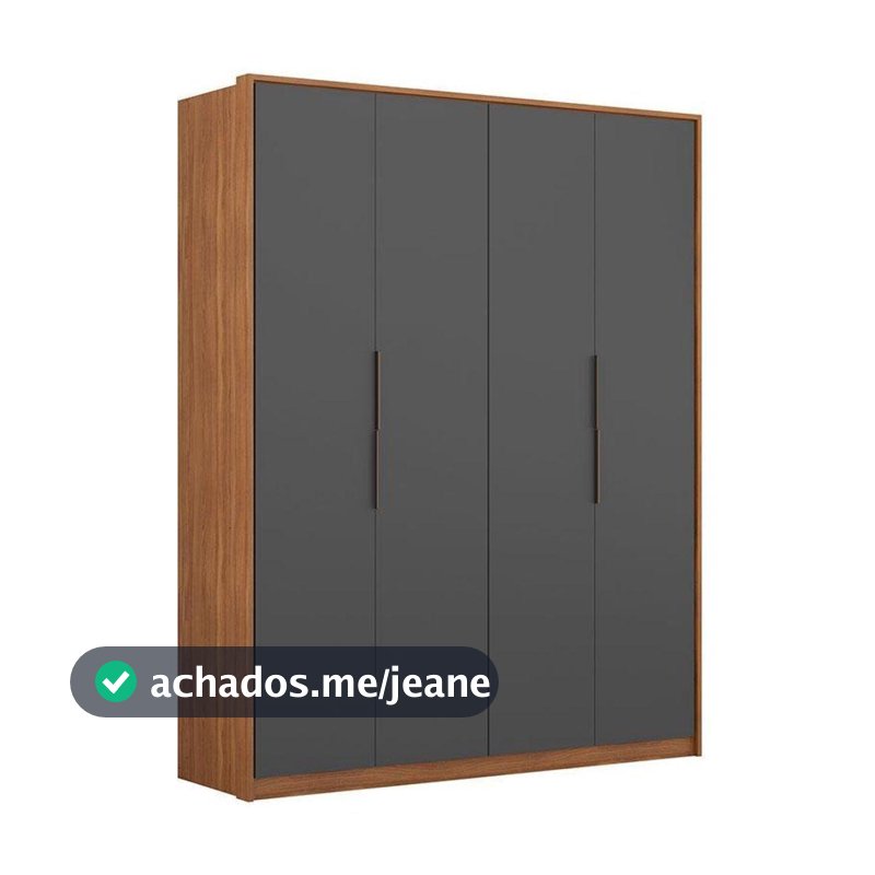 Guarda Roupa Casal Attore D43010k 4 Portas Amêndola Grafito - Demartêz
