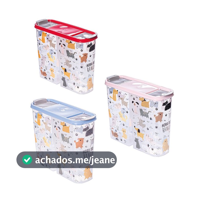 Porta Pote Ração 2,4Lts  Petisco Tampa Vedada Antiformiga Pet
