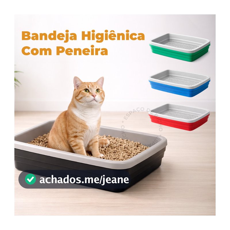 Caixa de Areia Para Gatos Banheira Higiênica 2 Peças Com Bandeja Sanitária e Peneira