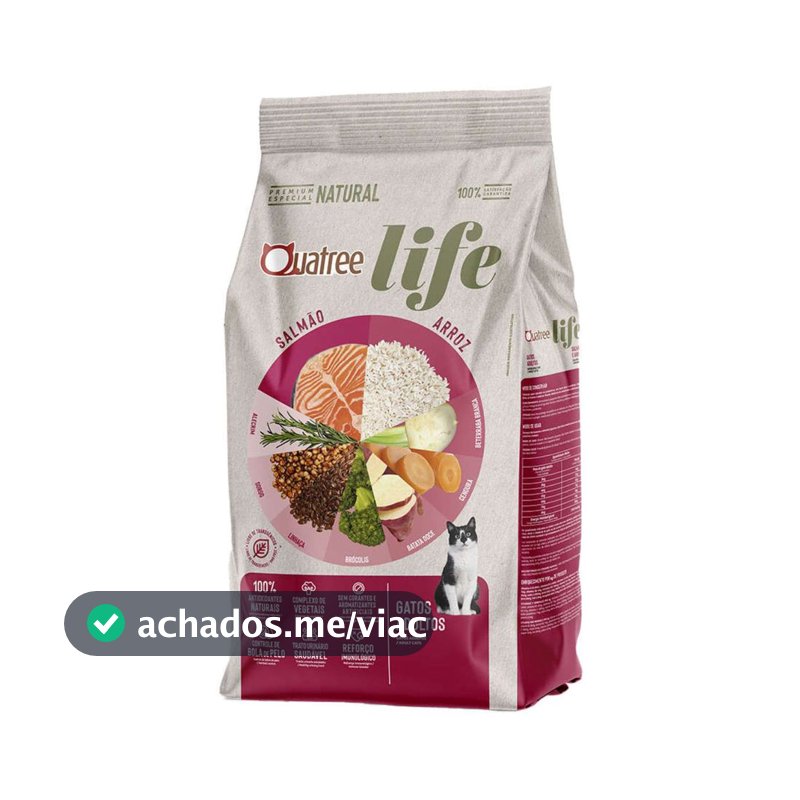 Ração Quatree Life Gatos Adultos Sabor Salmão e Arroz 10kg