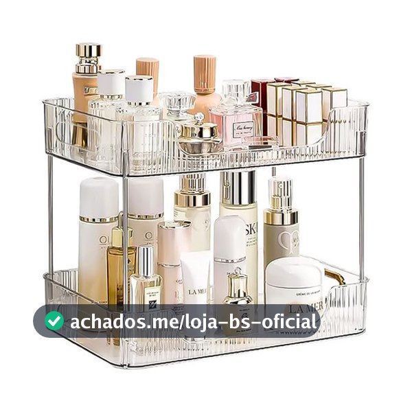 Estante Organizadora De Maquiagem Cosméticos 2 Andares de Acrílico Transparente Moderna