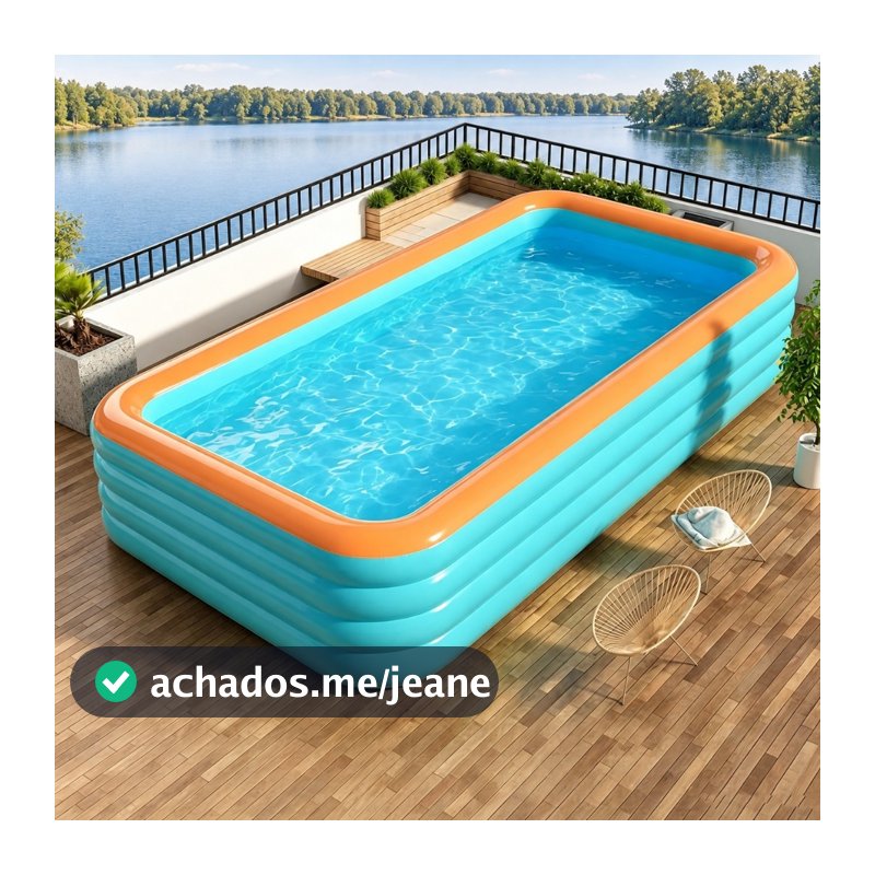 Grande capacidade! Piscina inflável azul de PVC, prática e dobrável, adequada para uso interno e externo.