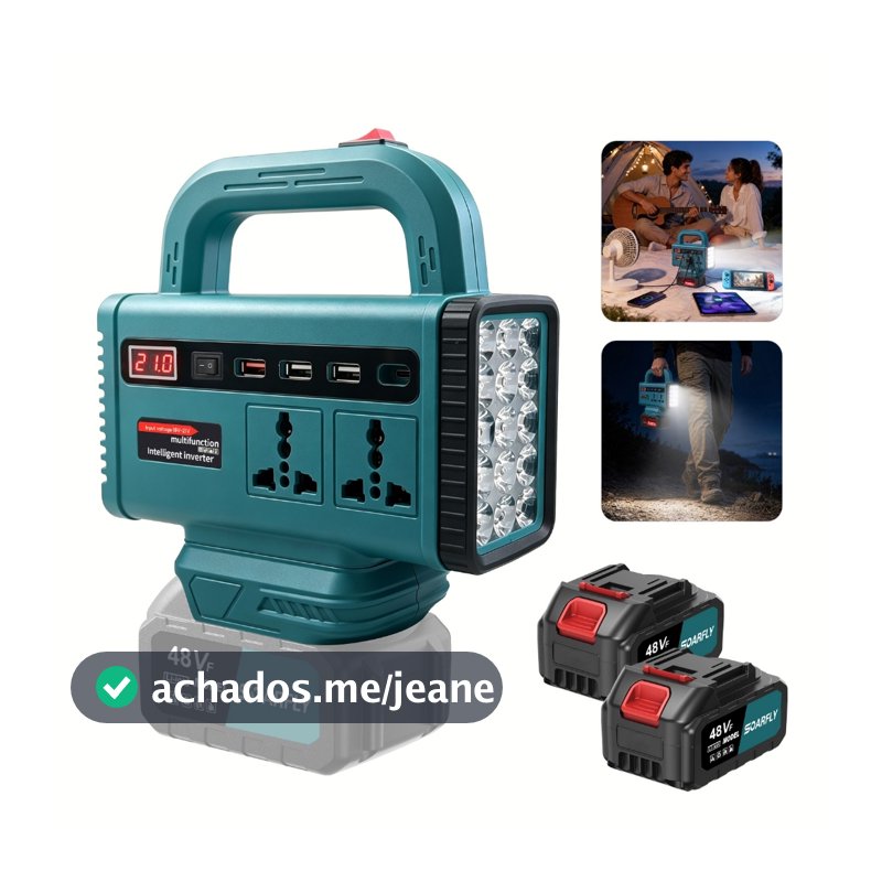 Inversor Portátil SOARFLY Com Função De Iluminação 220V AC/5V DC , 2 Baterias