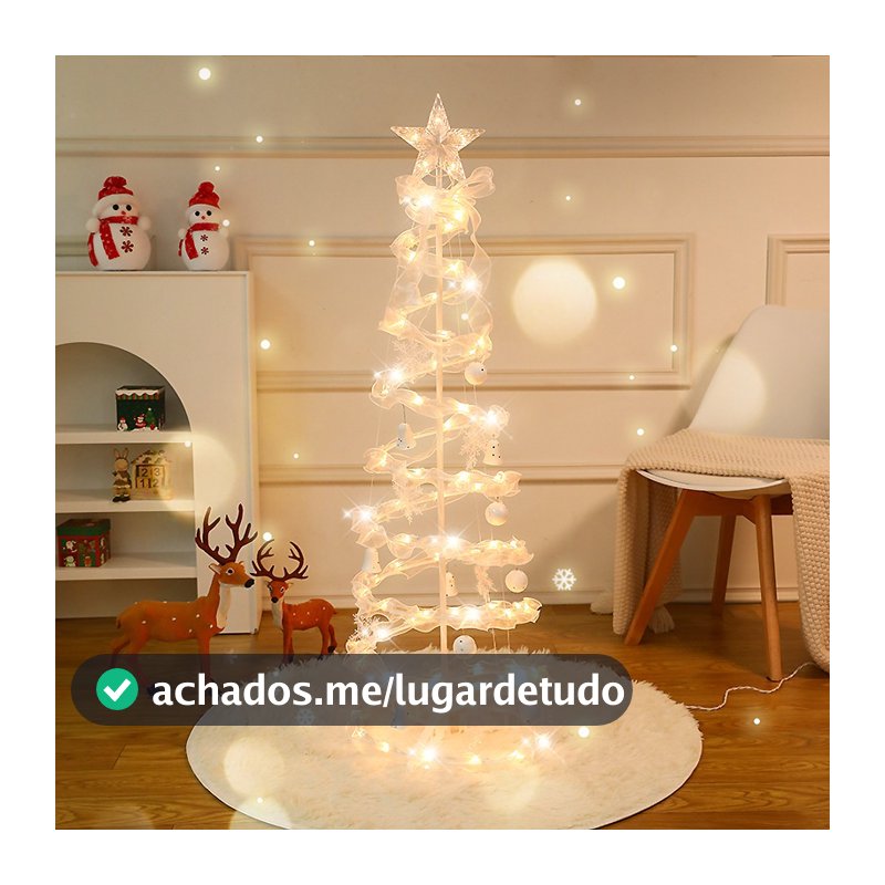 Árvore de Natal LED 1,80m Espiral com Estrela Iluminada Kit Completo com Enfeites Natalinos