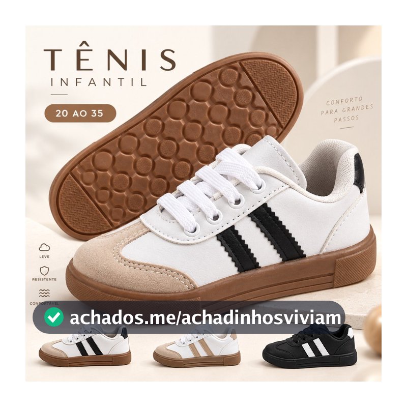 Tênis infantil casual moderno e confortável modinha