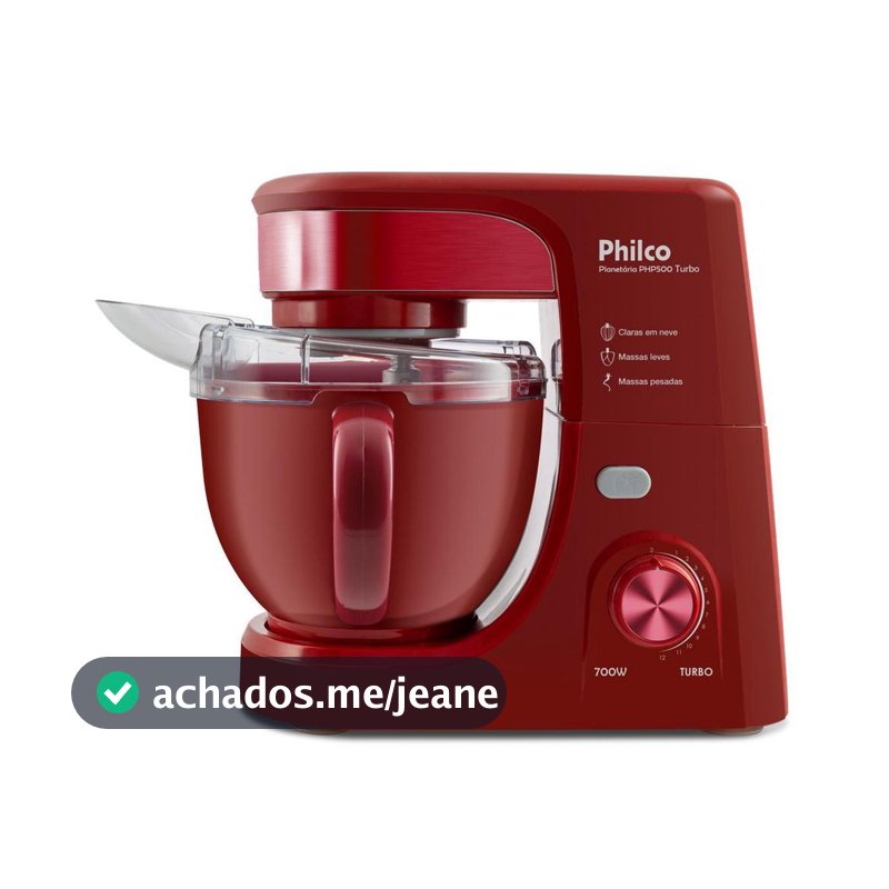 Batedeira Planetária Philco 4,5L Turbo Red 700W PHP500V