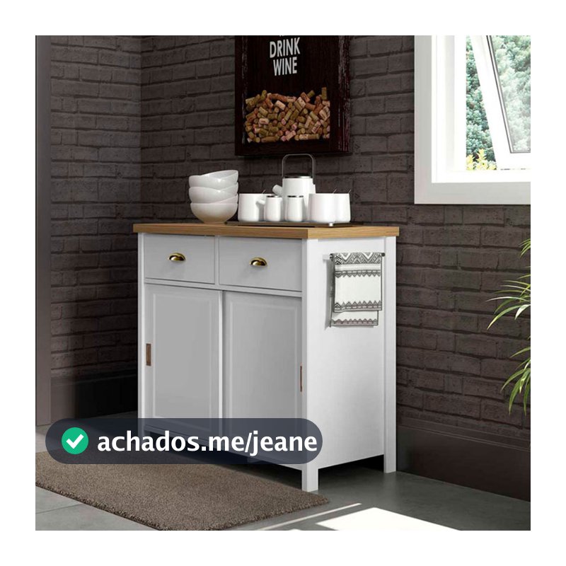 Aparador Buffet Ditália 2 Gavetas 2 Portas Branco BA-145