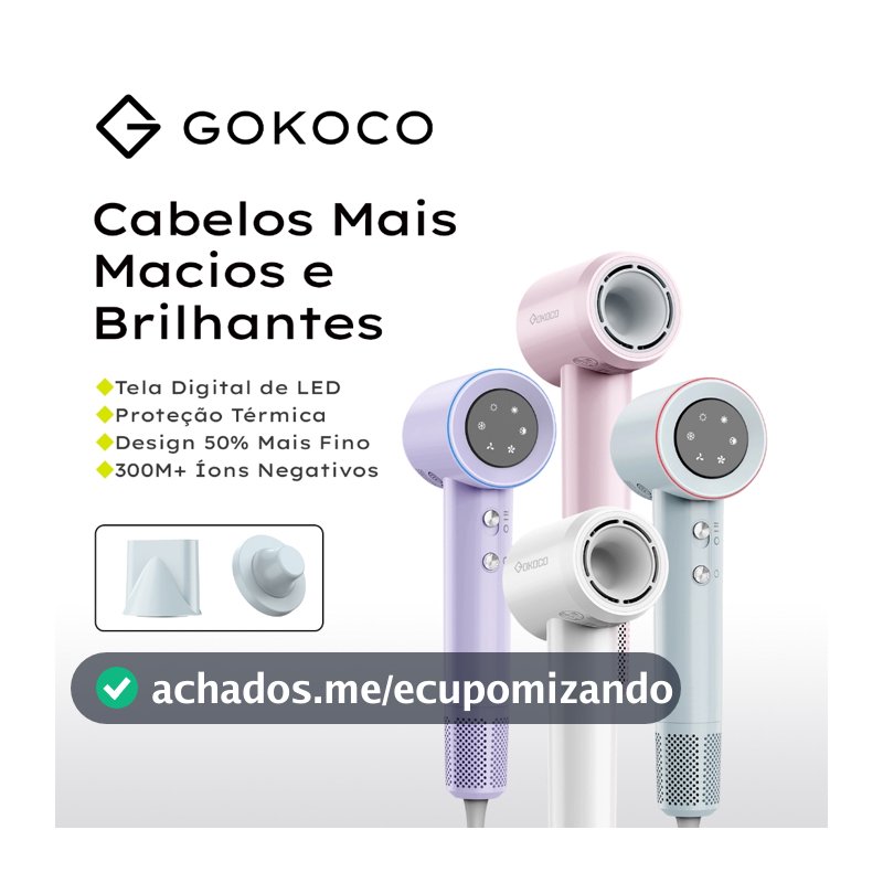 GOKOCO Secador de Cabelo de Alta Velocidade Secador de Cabelo Profissional 1500W Alta Velocida de 2Minutos Secagem Rápid