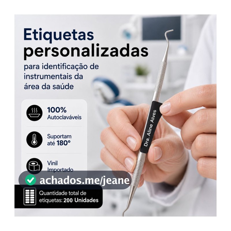Kit 200 Etiquetas Adesivas Personalizadas Identificação Instrumental Odontológico Autoclave 180°C Vinil
