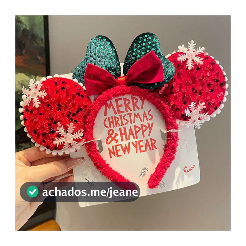 Tiara de Natal com laço fofo e fofo da Minnie